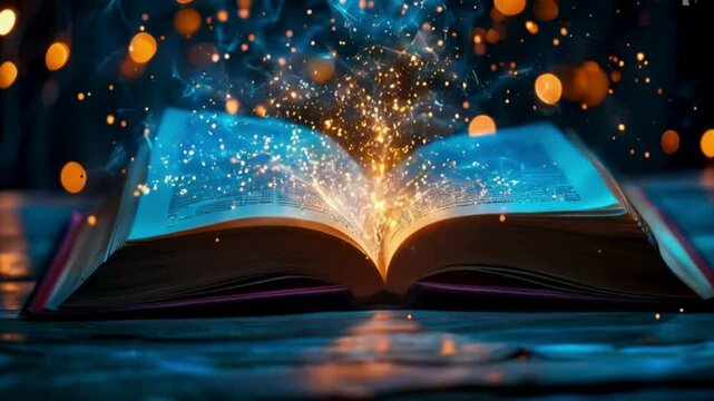 open book with golden spots