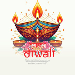 Happy Diwali or Deepawali Social Media Post Template Banner