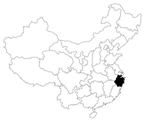 Obraz premium Map of Zhejiang province in China country on white background. single province map highlighted by black colour on China map. East Asia, CN, people's republic of China, PRC