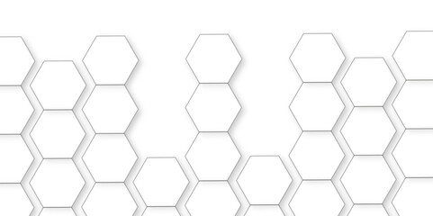 Abstract white background with hexagon and hexagonal background. Luxury white pattern with hexagons. abstract 3d hexagonal background with shadow. 3D futuristic abstract honeycomb mosaic background.