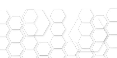 Abstract white background with hexagon and hexagonal background. Luxury white pattern with hexagons. abstract 3d hexagonal background with shadow. 3D futuristic abstract honeycomb mosaic background.