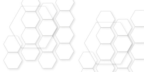 Abstract white background with hexagon and hexagonal background. Luxury white pattern with hexagons. abstract 3d hexagonal background with shadow. 3D futuristic abstract honeycomb mosaic background.