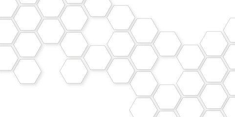 Abstract white background with hexagon and hexagonal background. Luxury white pattern with hexagons. abstract 3d hexagonal background with shadow. 3D futuristic abstract honeycomb mosaic background.