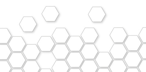 Abstract white background with hexagon and hexagonal background. Luxury white pattern with hexagons. abstract 3d hexagonal background with shadow. 3D futuristic abstract honeycomb mosaic background.