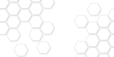 Abstract white background with hexagon and hexagonal background. Luxury white pattern with hexagons. abstract 3d hexagonal background with shadow. 3D futuristic abstract honeycomb mosaic background.