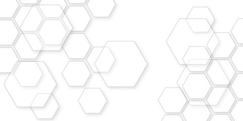 Abstract white background with hexagon and hexagonal background. Luxury white pattern with hexagons. abstract 3d hexagonal background with shadow. 3D futuristic abstract honeycomb mosaic background.