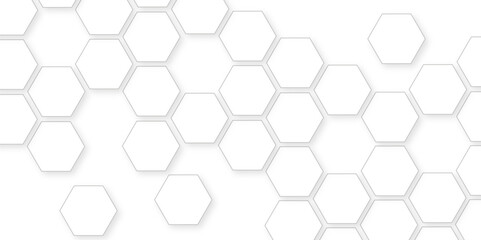 Abstract white background with hexagon and hexagonal background. Luxury white pattern with hexagons. abstract 3d hexagonal background with shadow. 3D futuristic abstract honeycomb mosaic background.