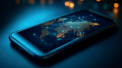 Global connectivity displayed on a smartphone screen