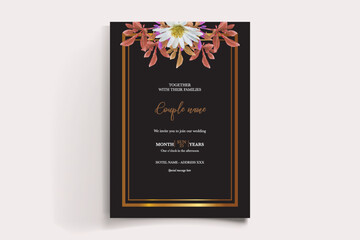 WEDDING INVITATION FRAME WITH FLOWER DECORATIONS WITH FRESH LEAVES