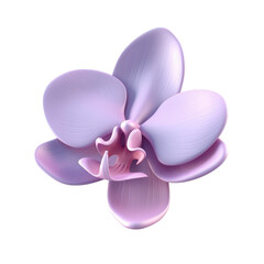 Fototapeta premium PNG purple orchid flower 3d icon, cartoon style minimal on transparent, isolate on white background