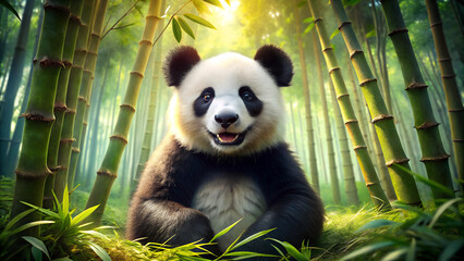 Panda in the Bamboo Forest. 