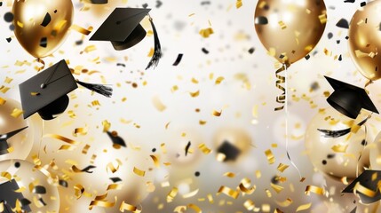 A graduation ceremony is taking place with a lot of confetti