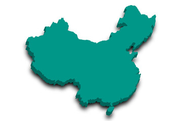 3d Map of China country with color. China country, cn, people's republic of China