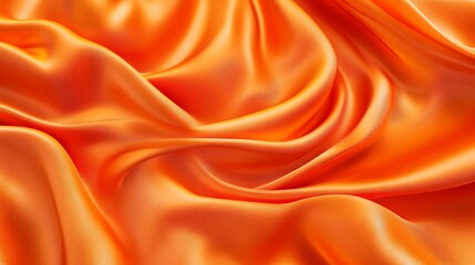 Fototapeta premium Soft orange silk fabric backdrop with flowing waves and subtle gold patterns, ideal for luxurious textile design inspiration