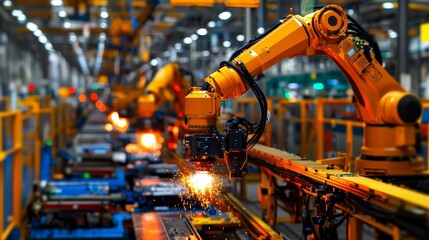 Dynamic manufacturing process highlighting advanced robotics and quality control in action