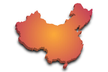 3d Map of China country with color. China country, cn, people's republic of China