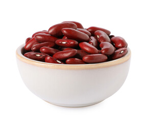 Dried red beans in bowl isolated on white