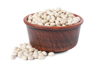 Dried beans in bowl isolated on white