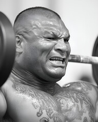 Intense strongman bodybuilder workout