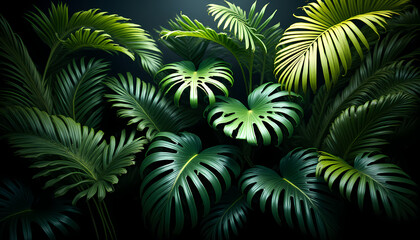 Collection of white tropical leaves,foliage plant with color space background