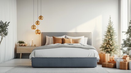 Cozy Christmas Eve Bedroom with Holiday Decorations