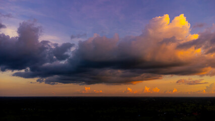 Amazing sunset and sunrise.Panorama silhouette tree in africa with sunset. Dark tree on open field dramatic sunrise.Safari theme.Giraffes , Lion , Rhino