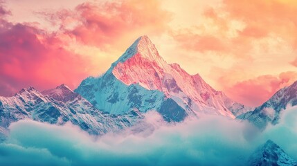 Obraz premium A motivational quote on a colorful background, featuring an inspiring image of a mountain peak. 