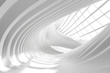 Naklejka premium Abstract White Curved Architectural Structure with a Glass Skylight