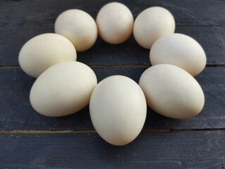 eggs on a wooden table. Food Ingredient, Raw food 