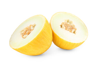 Halves of ripe melon isolated on white