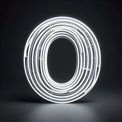Obraz premium 3d white neon O letter isolated