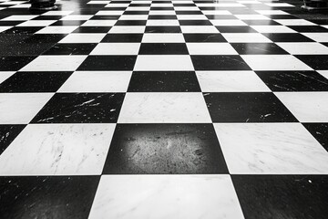 Black and White Marble Checkerboard Floor