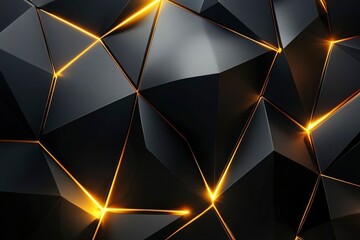 Abstract Black and Gold Geometric Pattern with Illuminated Edges