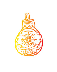 New Year's toy with hand-drawn patterns. Original vector illustration in vintage style. T-shirt design.