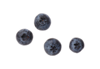 Many fresh ripe blueberries isolated on white
