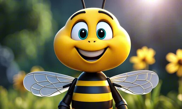 a 3d bee cartoon mascot digital art