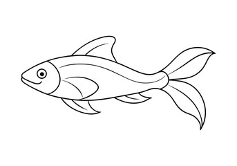 Continuous Line Drawing of a Swimming Fish – Minimalist Ocean Vector Art