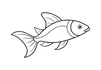 Continuous Line Drawing of a Swimming Fish – Minimalist Ocean Vector Art