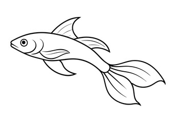 Continuous Line Drawing of a Swimming Fish – Minimalist Ocean Vector Art