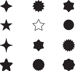 Obraz premium Star icon collection vector art illustration. Black stars icon set silhouette different star shapes.