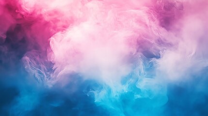 Abstract colorful blue and purple smoke swirls create a dynamic background