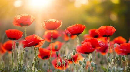 Obraz premium Vibrant poppies in the breeze