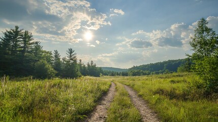 Obraz premium A peaceful nature scene in a designated wilderness area, with trails and untouched landscapes. 