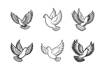 Birds sets black and white royalty vector icon set on white background.	