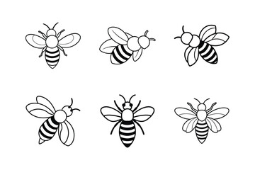 Bee sets icon line out illustration Icon on White Vector Backgrounds.	