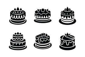 Cake vector design line out logo icon sets on white background.	