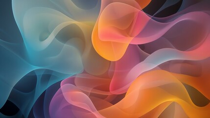 Obraz premium Colorful flowing abstract waves in dark tones with copy space