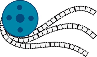 Curved film strip icon. Vector illustration isolated on white background
