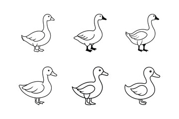 Fototapeta premium Simple duck sets icon design template vector ,Duck Icon on Black and White Vector Background.
