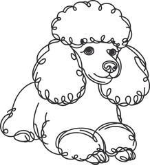 hand-drawn line art illustration of a Toy Poodle in a side view